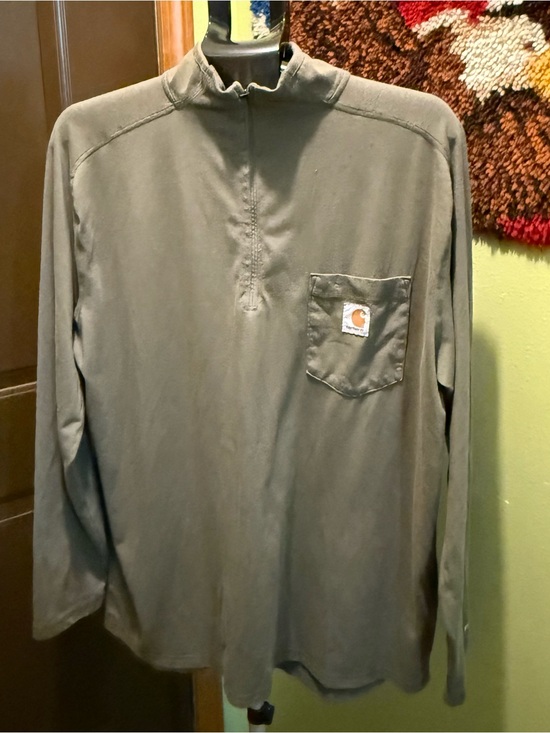 Carhartt Other - Carhartt Olive GreenLong Sleeve Quarter-Zip Pocket Work Shirt